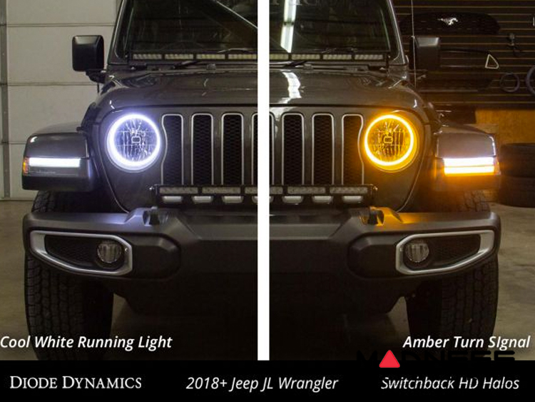 Jeep Wrangler JL HD LED Halos - Switchback Cool White & Amber - Pair